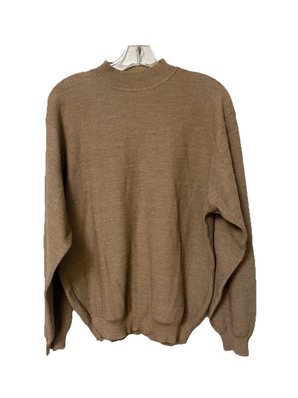 Vintage Saks Fifth Avenue Men’s Wool Sweater L 100% Virgin Wool Brown Mock Neck